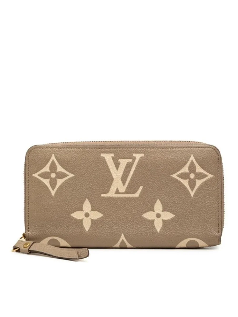 Louis Vuitton Monogram Empreinte Zippy Wallet Zip Around Tartrail Cream Beige